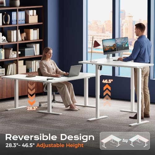 Huuger 63 x 55 Inch L Shaped Standing Desk with Power Outlets