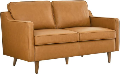 Modway Impart Upholstered Genuine Leather Loveseat in Tan