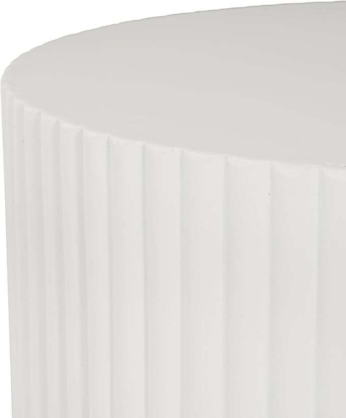 GDFStudio Propane Tank Cover Outdoor MgO Tank Holder Ribbed-Cylindrical Shape Tank Storage Hideaway Side Table for Gas Fire Pits Gas Tank Holder Storage for 20 lb Propane Tanks, 16" x 20" White