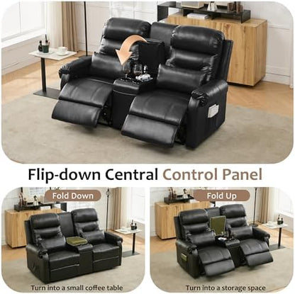 DRMBOOK RV Loveseat Recliner Sofa with Console, Wall Hugger Reclining Couch