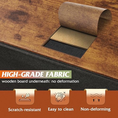 WLIVE Night Stand Set 2, Small Dresser with 2 Drawers & Wooden Top, Nightstand with Fabric Bins, Bedside Table End Table for Bedroom, Closet, Entryway, College Dorm, Rustic Brown