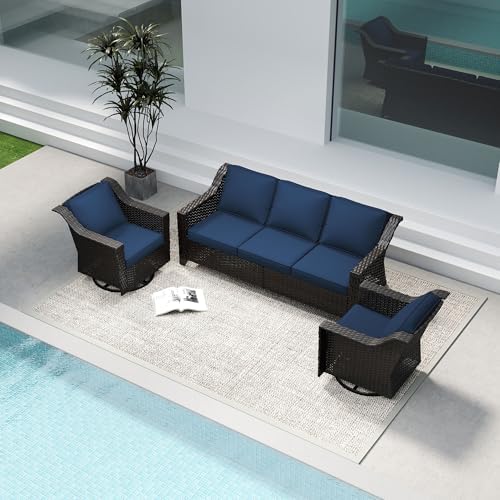 3 Piece Patio Furniture Set, Wicker Outdoor Conversation Set