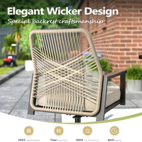 MIXPATIO Swivel Patio Dining Set, Extendable Metal Table, 8 Rattan Chairs