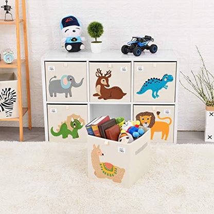 13 Inch Animal Cube Storage Bins, Foldable Fabric Kids Toy Box & Toy Chest
