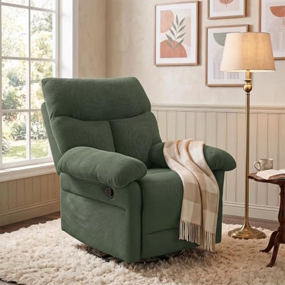 NicBex Manual 360° Swivel Rocker Recliner Chair for Living Room, Green