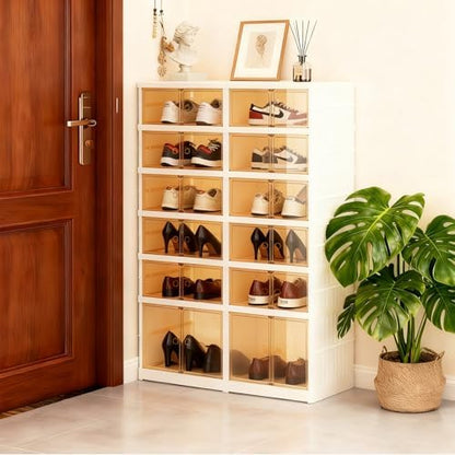 Foldable Shoe Rack, 6 Tiers-24 Pairs Collapsible Shoe Storage Organizer