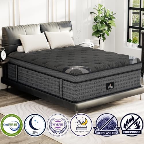 (High-End Upgraded) Luxury 18 Inch King Size Hybrid Mattress in a Box