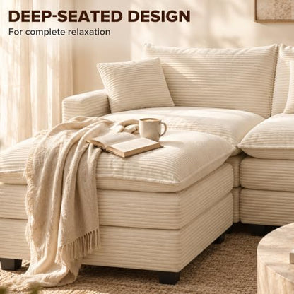 140“ Oversized Modular Sectional Sofa, U Shaped Cloud Couches with Ottomans