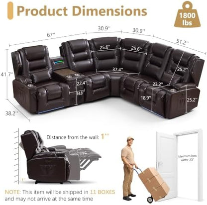SAMERY Power Loveseat Recliner Sofa, Adjustable Headrests & Lift-Top Table