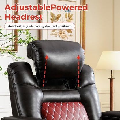 ANJ Power Recliner Chair Set of 4,Home Theater Seating with Adjustable Headrest,Cup Holders,USB Port,Hidden Arm Storage(Brown)