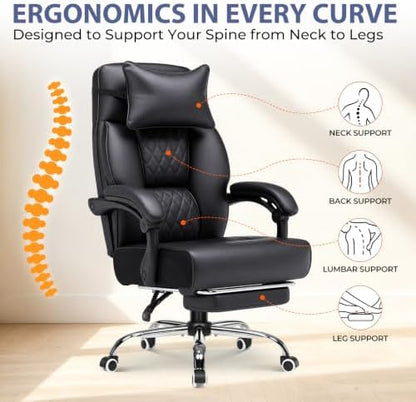GTPLAYER Big and Tall Office Chair Heavy Duty Ergonomic Gaming Chair Black