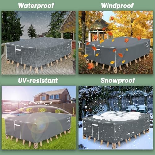 Patio Furniture Cover for Patio Table and Chair Set, 74" L x 47" W x 28" H, Grey