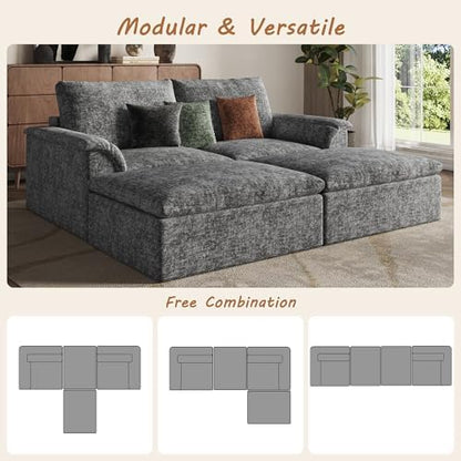 EASE MOOSE Boneless Sectional Couches, Oversized Sofa Bed for Living Room