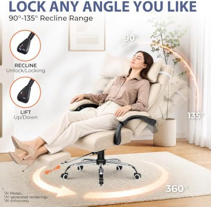 GTPLAYER Big and Tall Office Chair Heavy Duty Ergonomic Gaming Chair Beige