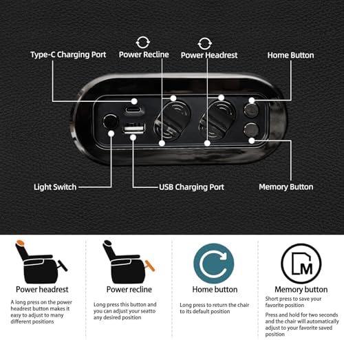 comfiroom Top-Grain Leather Home Theater Seating, Dual-Motor Power Recliner