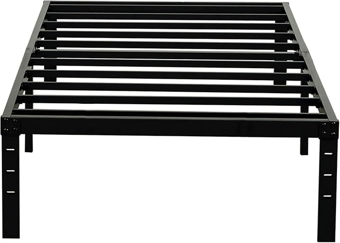 Wulanos Twin Size Bed Frame, 3500lbs Heavy Duty Metal Platform with Steel Slats Support, No Box Spring Needed, 14 inches high Bedframe with Ample Storage, Sturdy and Noise-Free, Black