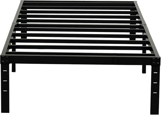 Wulanos Twin Size Bed Frame, 3500lbs Heavy Duty Metal Platform with Steel Slats Support, No Box Spring Needed, 14 inches high Bedframe with Ample Storage, Sturdy and Noise-Free, Black