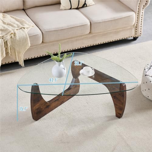 Btrpily Wooden Coffee Table, 42.1 * 28.7 * 15.7inch (Brown, Triangle)