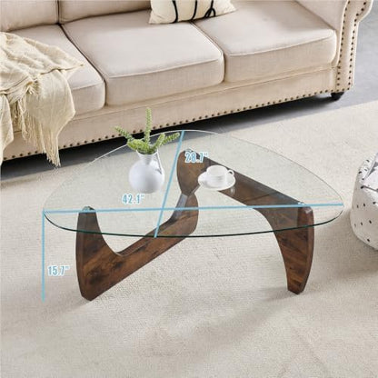 Btrpily Wooden Coffee Table, 42.1 * 28.7 * 15.7inch (Brown, Triangle)