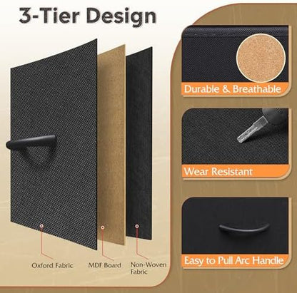 WLIVE Tall Dresser for Bedroom, 9 Drawer Dresser, Black and Rustic Brown