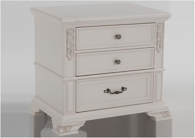First of a Kind Santa Monica Traditional 5 Piece Queen Bedroom Set with Upholstered Tufted Headboard Elegant Classic Design Coordinated Furniture Collection, White