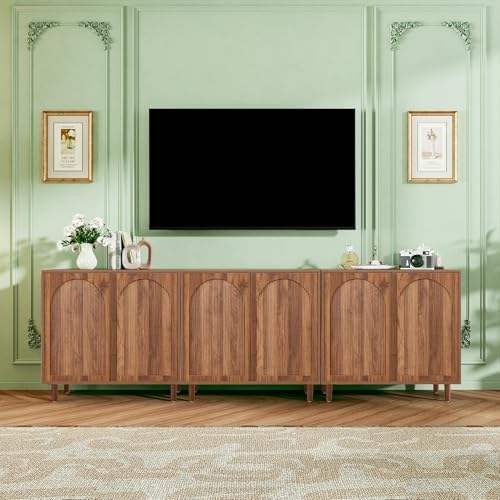 31.5” Walnut Sideboard Buffet Cabinet with Storage Set of 3
