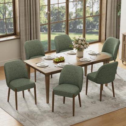 MALOL Barrel Modern Dining Chair, Upholstered Dining Chairs Set of 4, Green