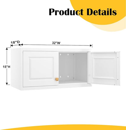SteeLoong 15" Wall Storage Cabinet,White Bathroom Wall Mounted Cabinet,Metal Armoire Wardrobe Closet Storage Cabinets for Basement,Livingroom Home Office