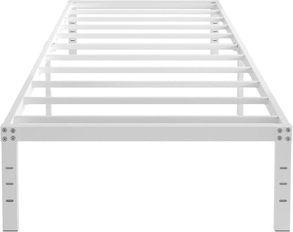 YUSENHEEI 14 Inch Twin Bed Frames No Box Spring Needed, Heavy Duty Metal Twin Platform Bed Frame with Large Underbed Storage Space, Noise Free, Easy Assembly, White