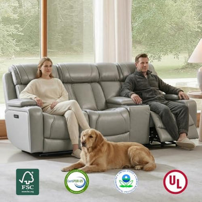 Watson & Whitely Power Reclining Sofa 3-Seat with Console, Light Grey