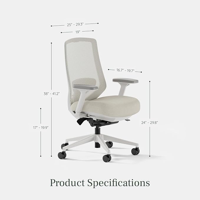 Branch Ergonomic Chair Pro - Mesh Office Chair with 14 Points of Adjustment - Height, Depth & Tilt Adjustable - 5D Armrests - Forward Tilt, Smooth Recline, and Lumbar Support - Shore