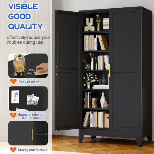 GAIOUS 79" Tall New Update Kitchen Pantry Cabinet, Metal Storage Cabinet