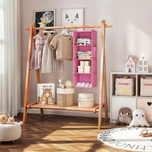 YOUDENOVA Hanging Closet Organizer and Storage, 4-Shelf, Light Pink