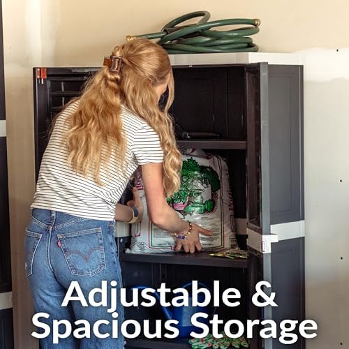 Sunnydaze 57" Garage Storage Cabinet with Locking Doors & Shelves, Charcoal