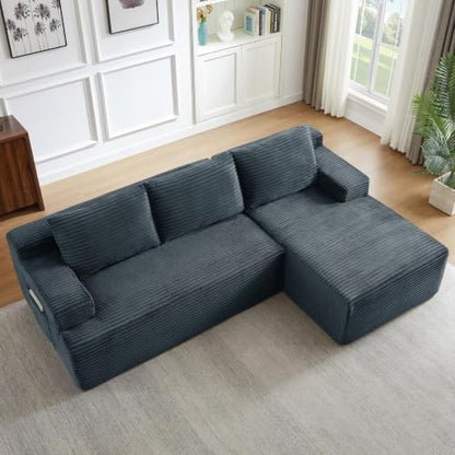 97" Cloud Boneless Couch, L-Shaped Sectional Sofa for Living Room, Grey