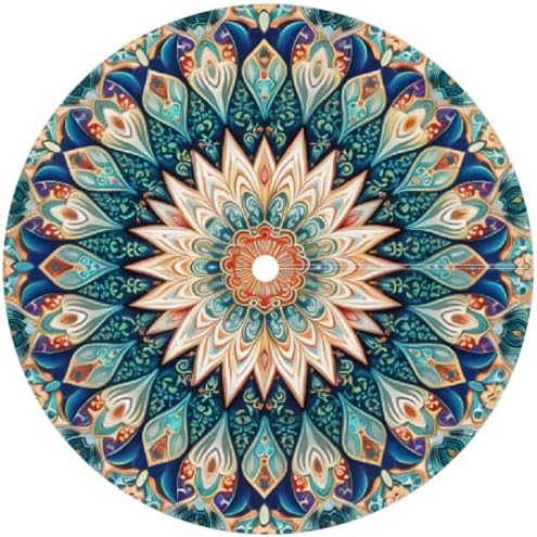 Mandala Outdoor Round Fitted Tablecloth with Umbrella Hole Zipper 45-56