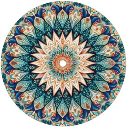 Mandala Outdoor Round Fitted Tablecloth with Umbrella Hole Zipper 45-56