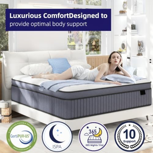 Twin Size Mattress, 12 Inch Hotel Level Hybrid Mattress in a Box, Medium