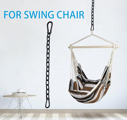 2Pcs Black Heavy Duty Hanging Chains with 4 Carabiners, Chair Hardware for Indoor Outdoor Playground Hanging Chair Hammock Punching Bags 800 LB Capacity (Black Metal Chain-43 Inch-2 Packs)