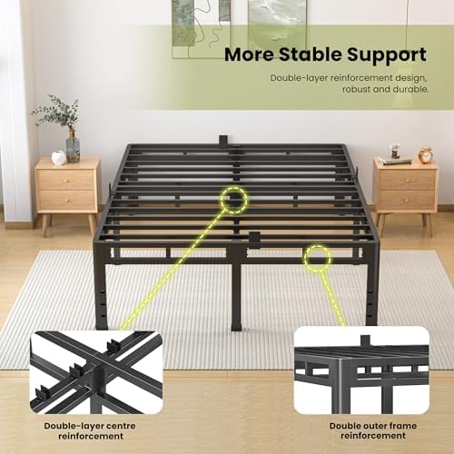 NKZ 2-in-1 California King Metal Platform Bed Frame, 20" Heavy Duty Base
