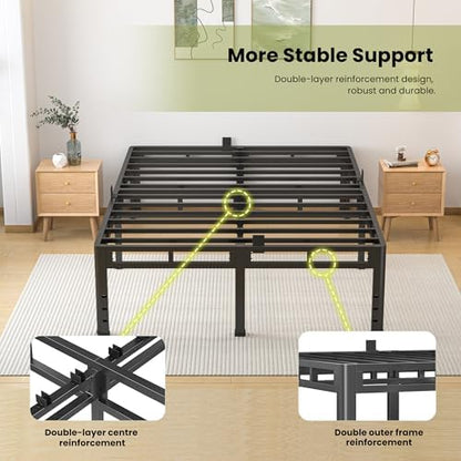 NKZ 2-in-1 California King Metal Platform Bed Frame, 20" Heavy Duty Base