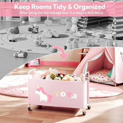 GRANNY SAYS 135L Large Toy Box for Girls, Toy Chest Storage with Wheels
