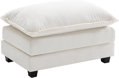 Ihanherry Ottoman for Modular Sectional Cloud Sofa, Chenille Deep Seat Couch for Apartment, Living Room and Bedroom, Beige