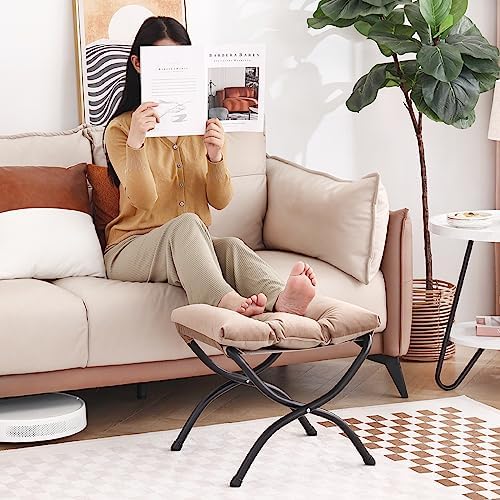 LITA Folding Ottoman, Foldable Footrest Stool, Portable Small Foot Stool for Couch, Collapsible Foot Rest Ottoman for Sofa, Accent Padded Ottomans for Lazy Chair, Living Room, Bedroom