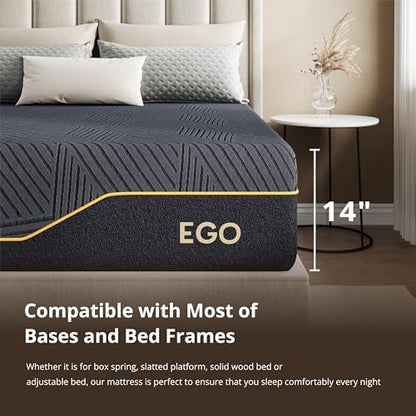 EGOHOME Twin XL 14 " Memory Foam Mattress for Back Pain Relief Medium Plush