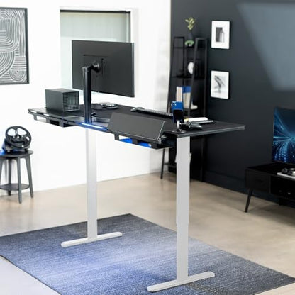 VIVO Electric Standing Desk, Smooth 3-Piece 71" x 30" Black Top