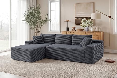 94.5'' Grey Oversized Sectional Boneless Couch with Left Face Chaise.