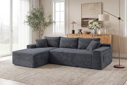 94.5'' Grey Oversized Sectional Boneless Couch with Left Face Chaise.