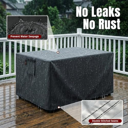 SHINESTAR Fire Pit Cover Rectangular for 40-44 Inch Fire Pit Table，Heavy-Duty Ripstop & Waterproof, with Windproof Drawstring and Buckles, 44 x 34 x 25 Inches