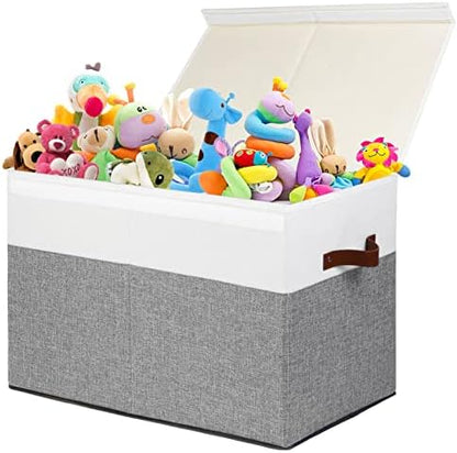 Large Toy Storage Box with Lid, Toy Chest Bin Boxes Basket with Dividers